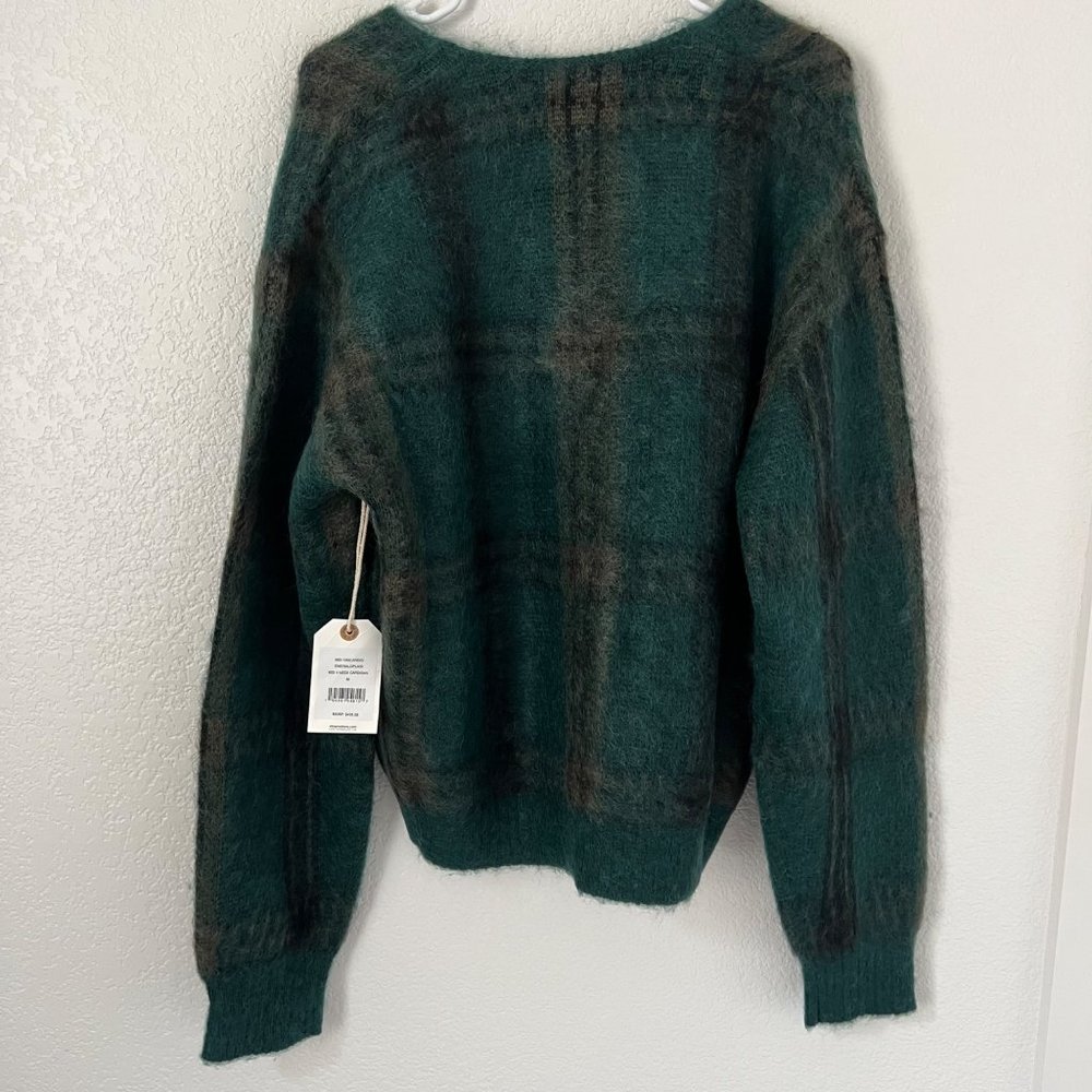 $495 NWT RE/DONE EMERALD PLAID 60S VNECK CARDIGAN SWEATER SZ MEDIUM - Picture 8 of 8